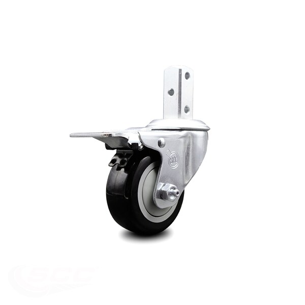 3.5 Inch Black Poly Swivel 3/4 Inch Square Stem Caster with Total Lock Brake SCC